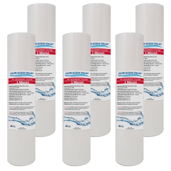 CARTUCCIA SEDIMENTI 10" micron 1 Polipropilene Set 6 Pezzi