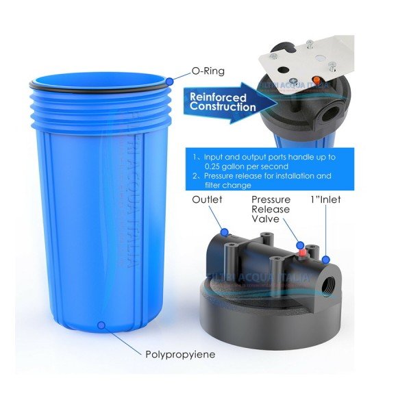 CONTENITORE FILTRO ACQUA  BIG BLU 10" IN-OUT 3/4"