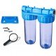 CONTENITORE DOPPIO PER FILTRO ACQUA 10" ATTACCO 1" CON STAFFA E CHIAVE