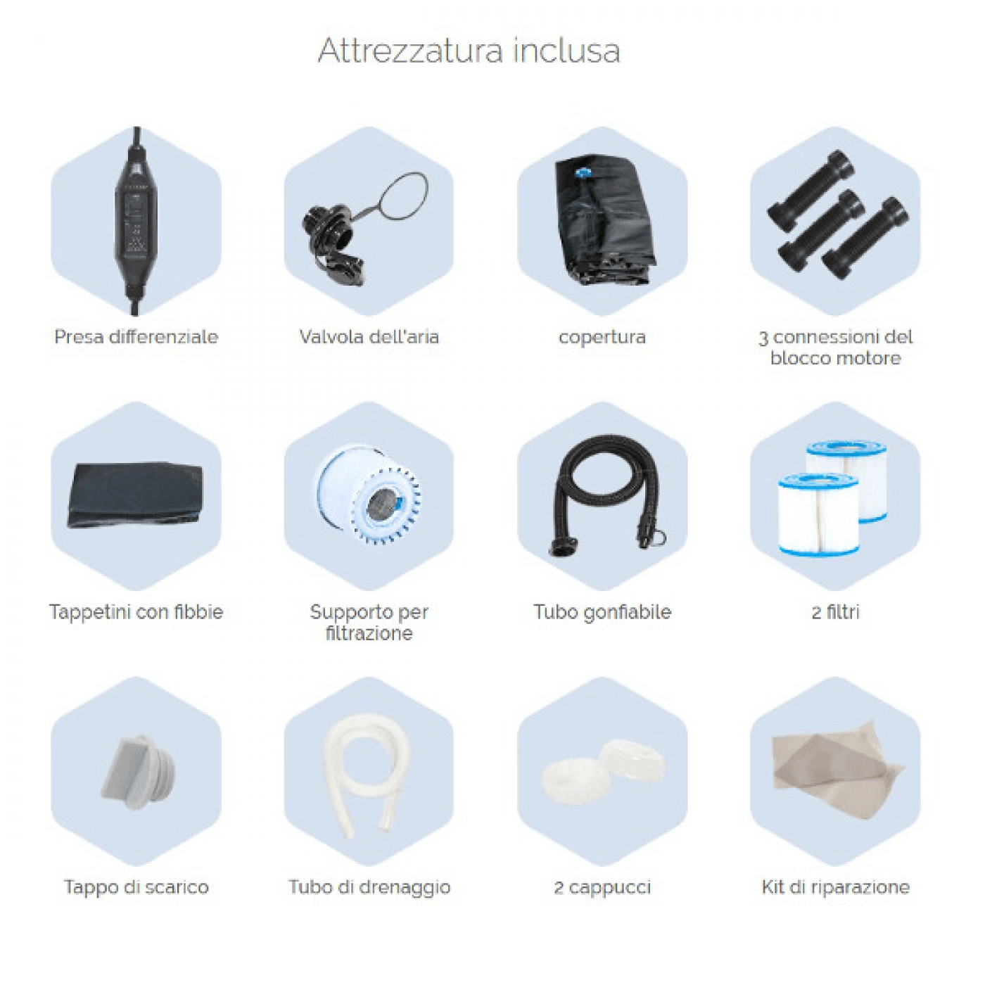 Piscina idromassaggio CAIMAN gonfiabile Quadrata 4 Posti da esterno NETSPA